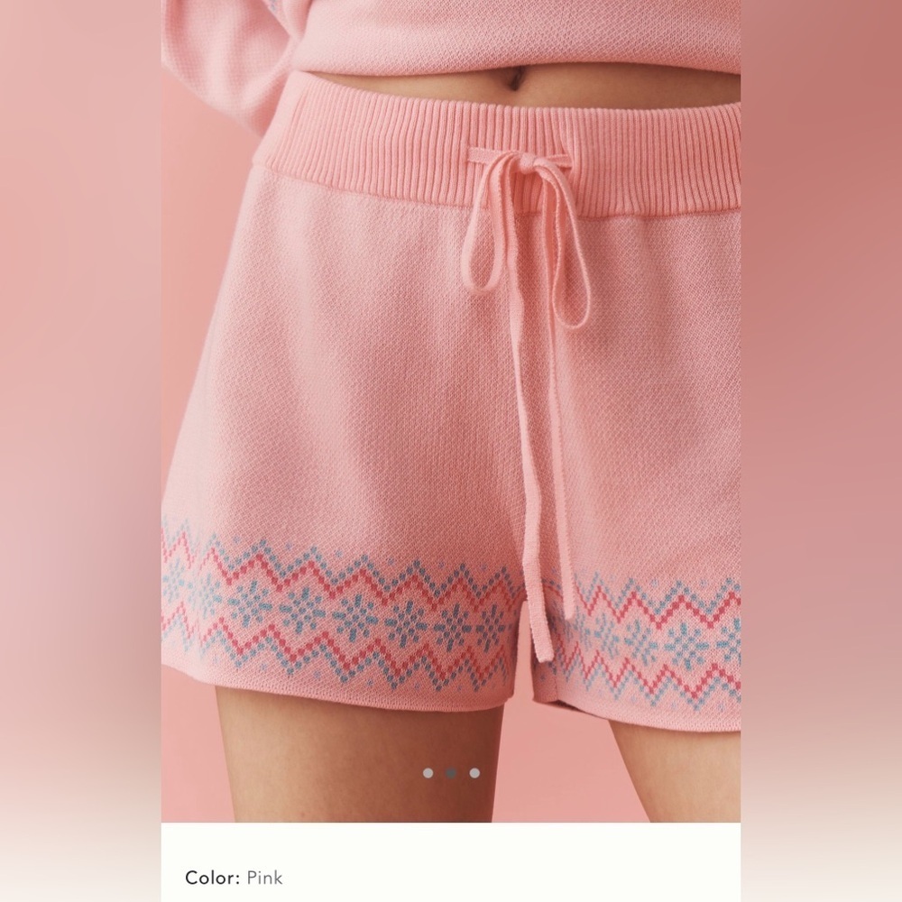 NWT new small Anthropologie Beach Riot knit sweater shorts pink pattern ski